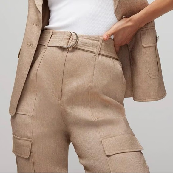 NWT WHBM Linen Blend Utility Trousers. Color: Sahara Twill. Size 6P. - Picture 10 of 11